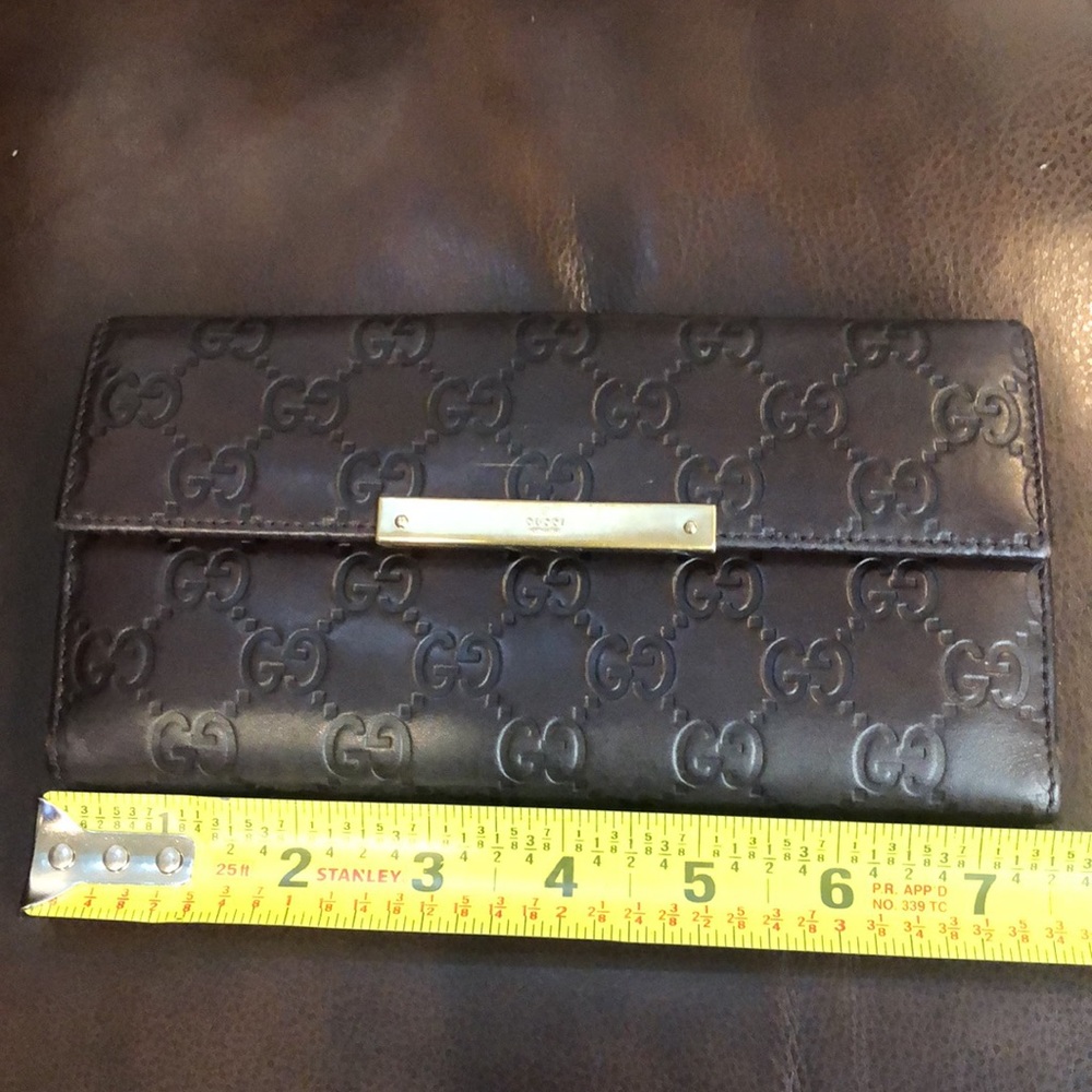 GUCCI GG Guccissima Brown Lambskin Continental Bifold Wallet with Coin Section - Picture 7 of 16